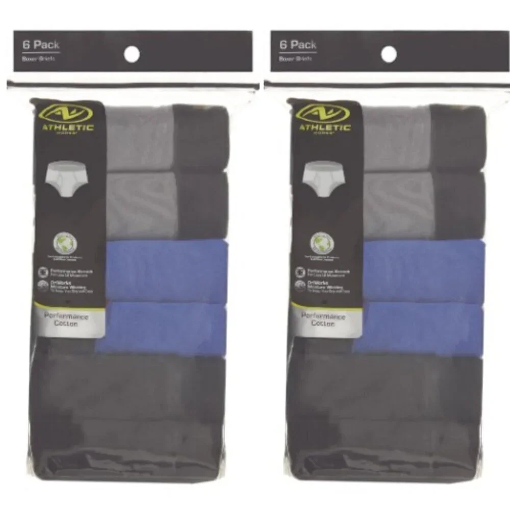NEW Athletic Works 2 (6 Packs) Mens Performance Cotton Brief Underwear for Men